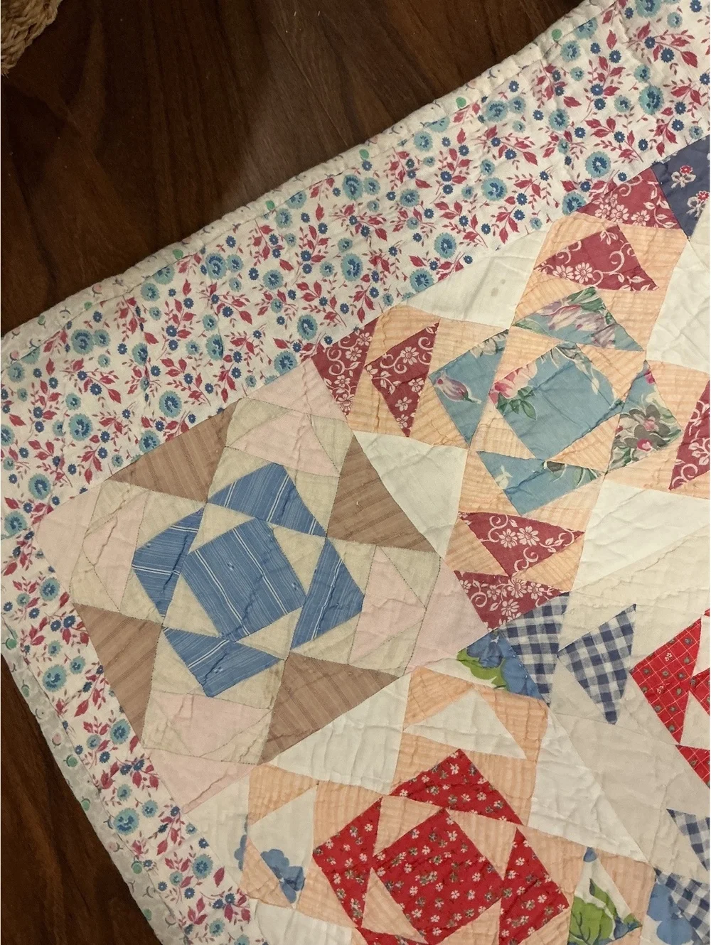 Antique Handmade Quilt 1910s 1920s Feedsack Full Size Heirloom